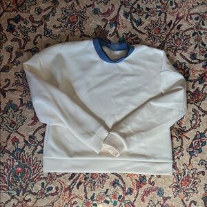 CALIA by Carrie Underwood Cream Sweatshirt with Blue Collar